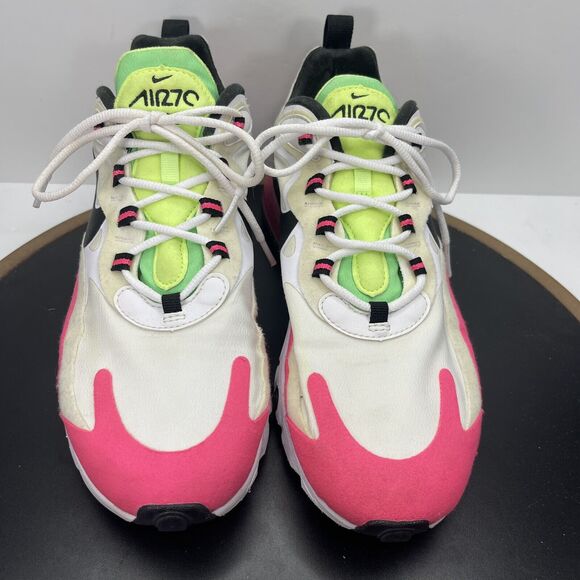 Nike Air Max 270 Running Shoes Women Size 9 React Hyper Pink  Neon White Lace up - Picture 4 of 12
